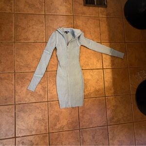Elegant Blue Zippered Knit Dress size small